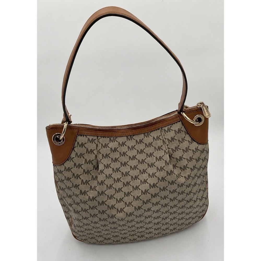 Michael Kors Jet Set Large Messenger Shoulder Crossbody Bag Natural/Acorn